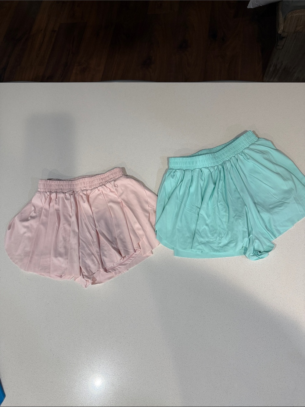 Girls Lightweight Pleated Shorts - Pink and Aqua